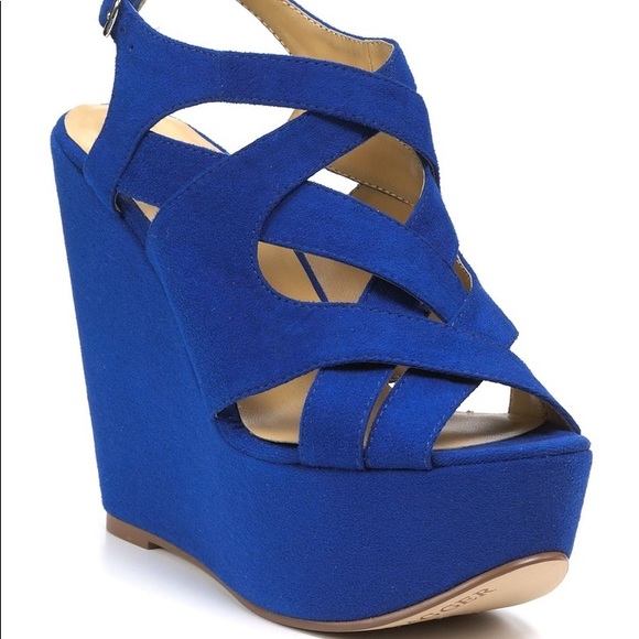 Kelsi Dagger Shoes - [Kelsi Dagger] Blue Suede Wedge
